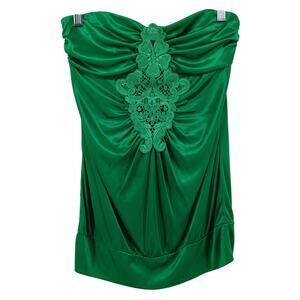 Charlotte Russe Green Y2K Strapless Satin Lace Center Going Out Top Womens SM